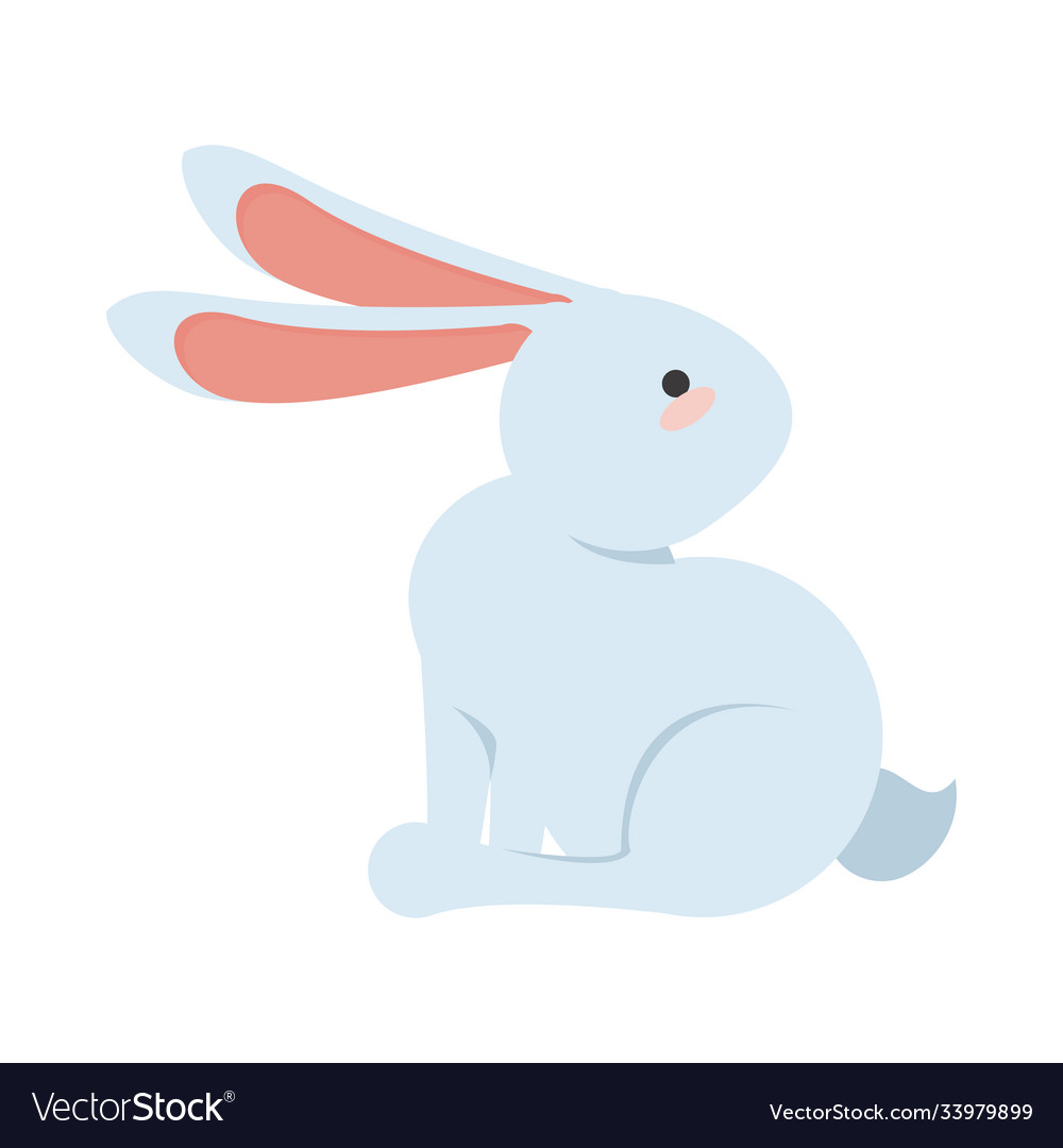 Cute little rabbit easter animal seated character