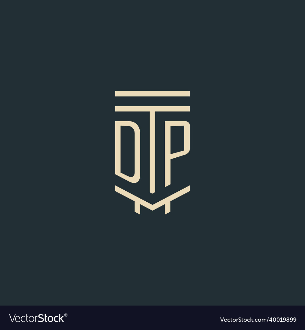 Dp initial monogram with simple line art pillar