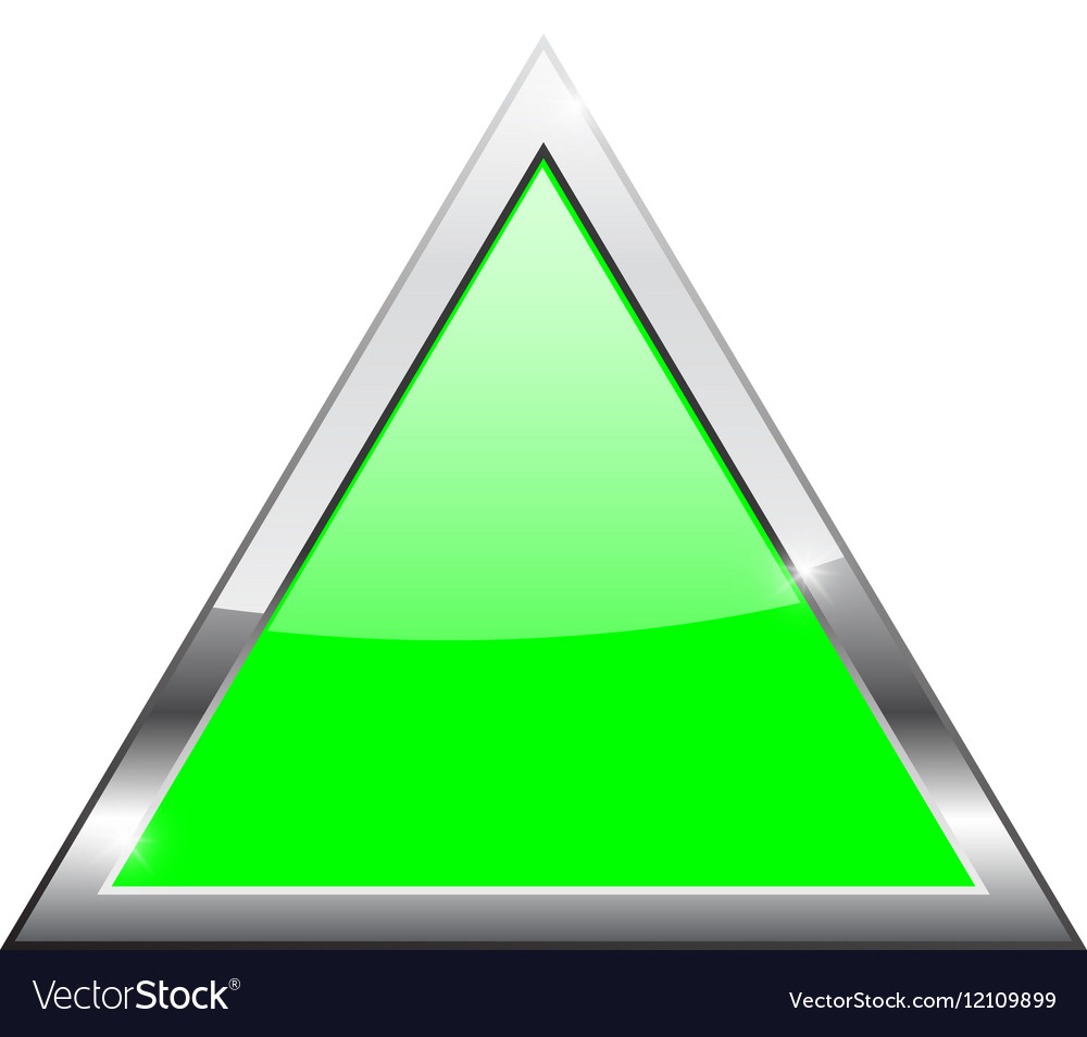 Green triangle with chrome frame Royalty Free Vector Image