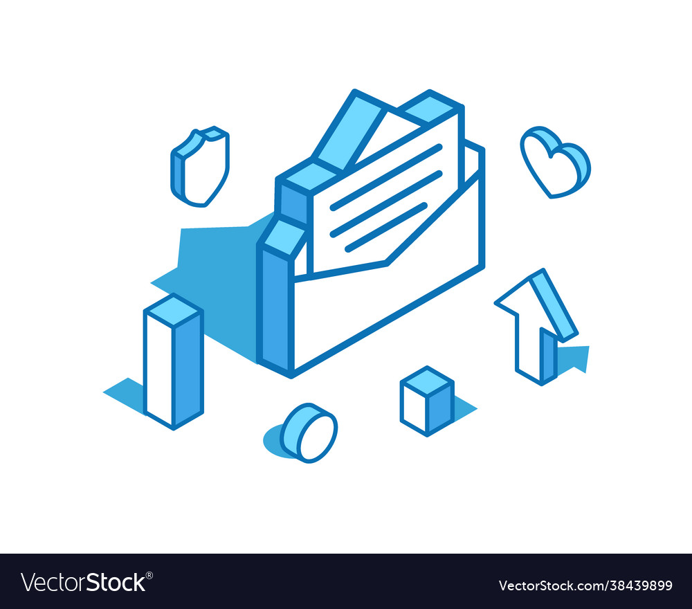 Letter blue line isometric positive