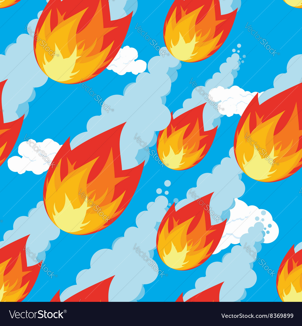 Meteor shower seamless pattern falling comet