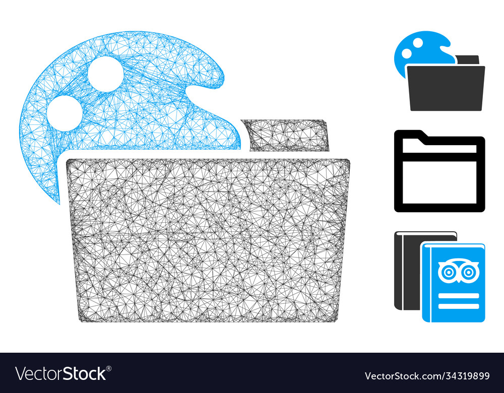 Open palette folder polygonal web mesh vector image Open palette folder polygonal web mesh