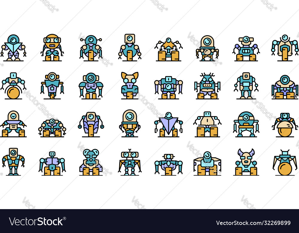 Robot Transformer Icons Flat Royalty Free Vector Image 3236