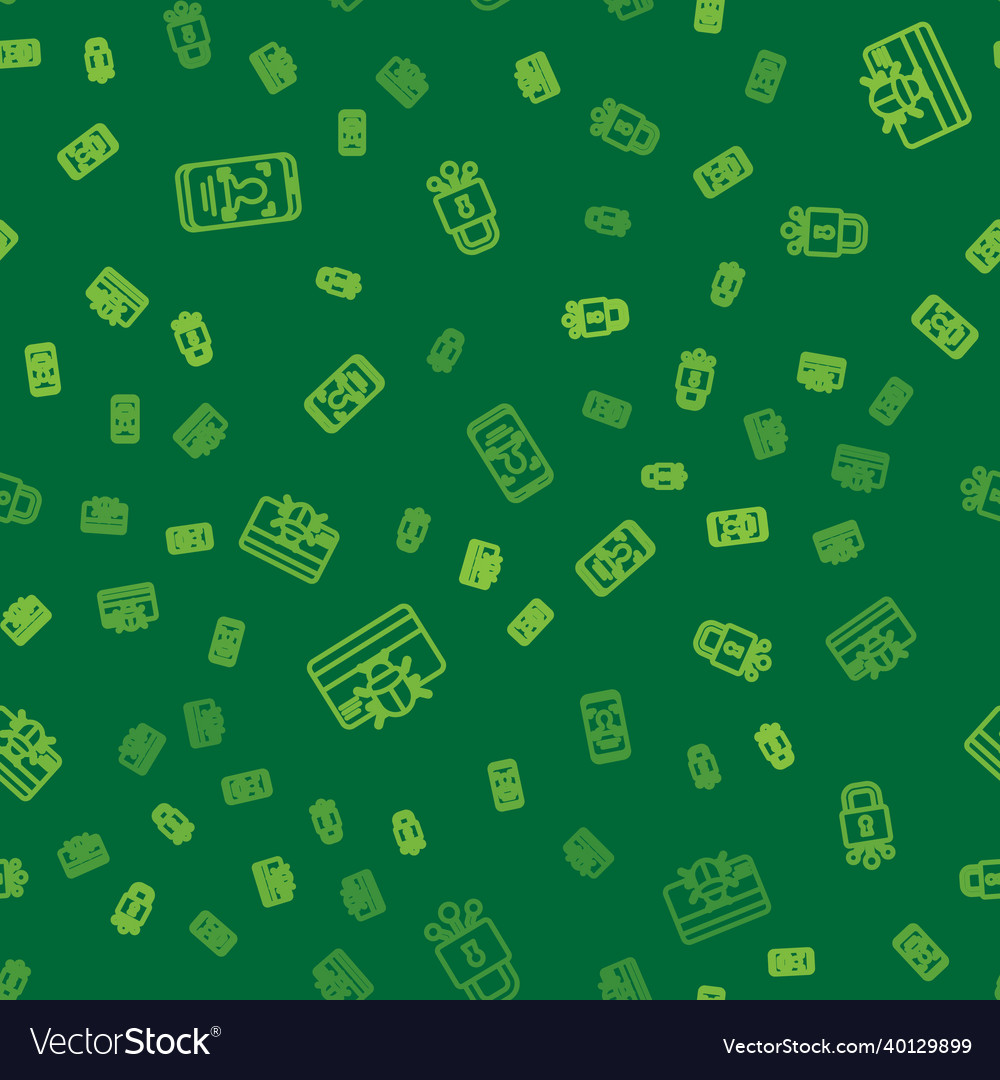 Set line mobile and face recognition system bug vector image Set line mobile and face recognition system bug