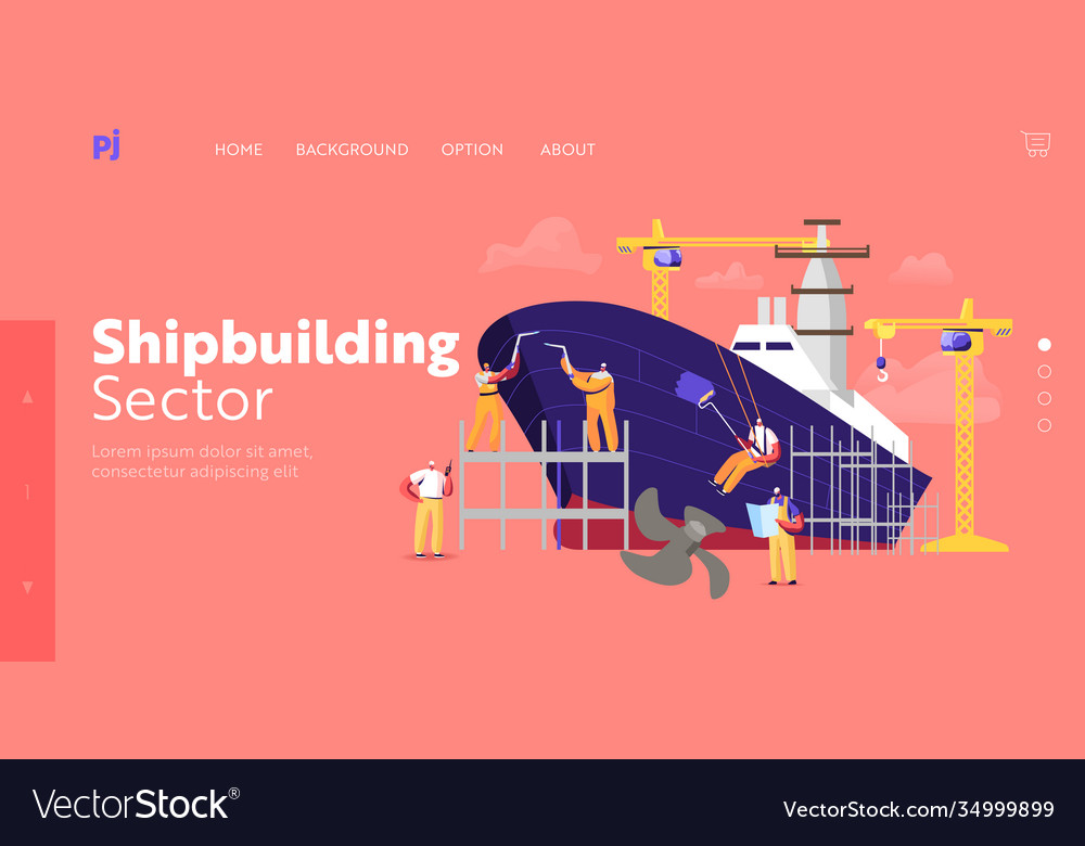 Shipbuilding landing page template engineers male