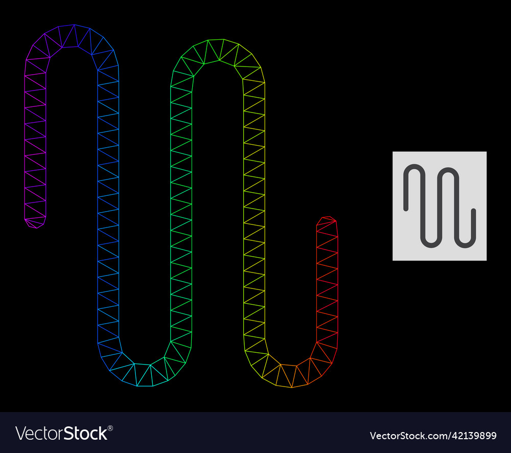 Spectrum gradient polygonal network pipe icon vector image Spectrum gradient polygonal network pipe icon