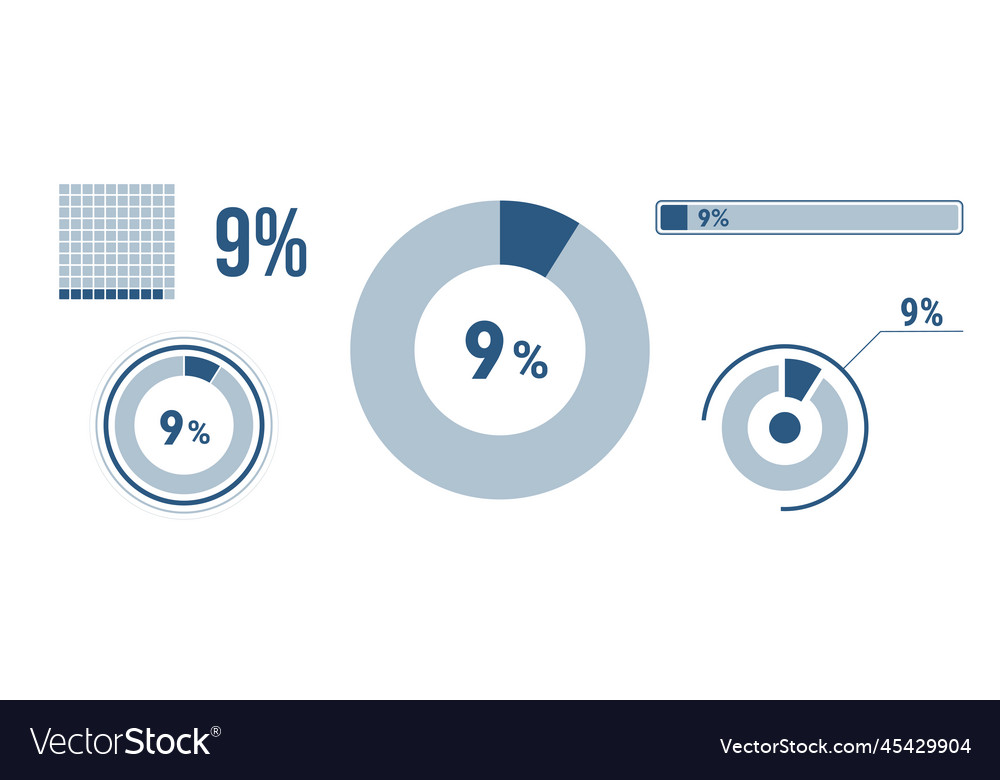 9 percentage infographic set nine circle diagram