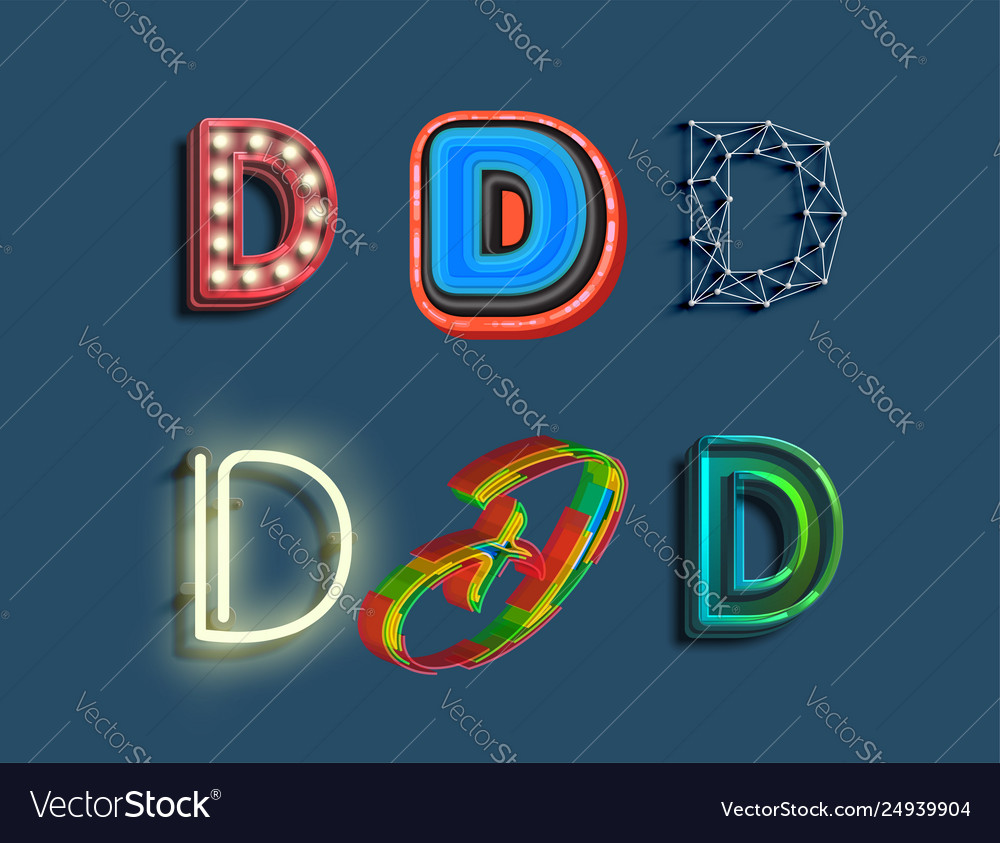 A character set 6 different styled font vector image A character set 6 different styled font
