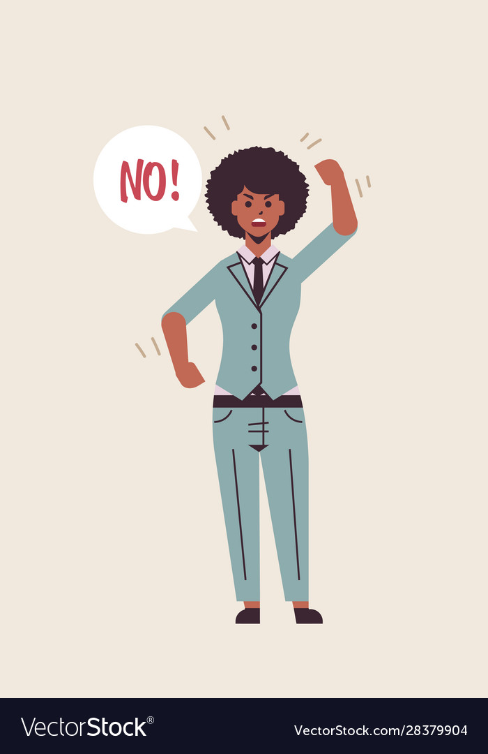 Angry unhappy woman saying no speech balloon Vector Image