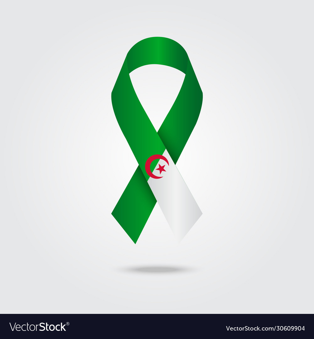 Awareness ribbon with flag algeria