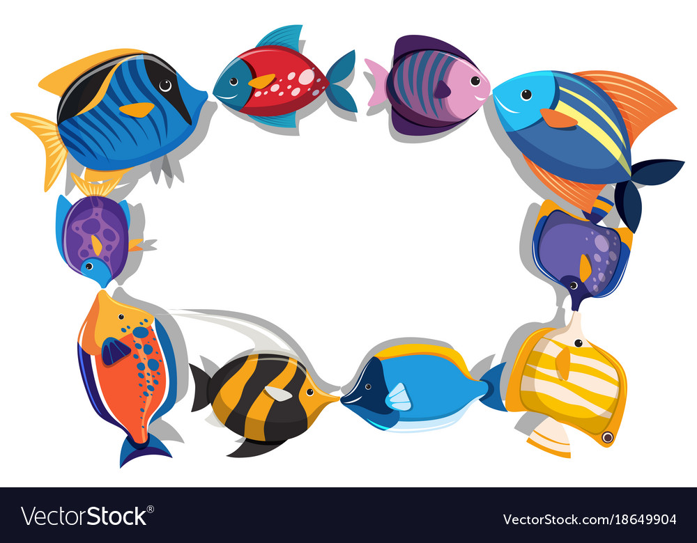 Download Border template with cute fish Royalty Free Vector Image