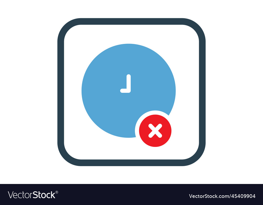 Clock icon with cross suitable for time cancel vector image Clock icon with cross suitable for time cancel