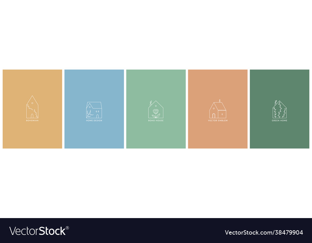 Different houses in linear minimal style Vector Image Different houses in linear minimal style