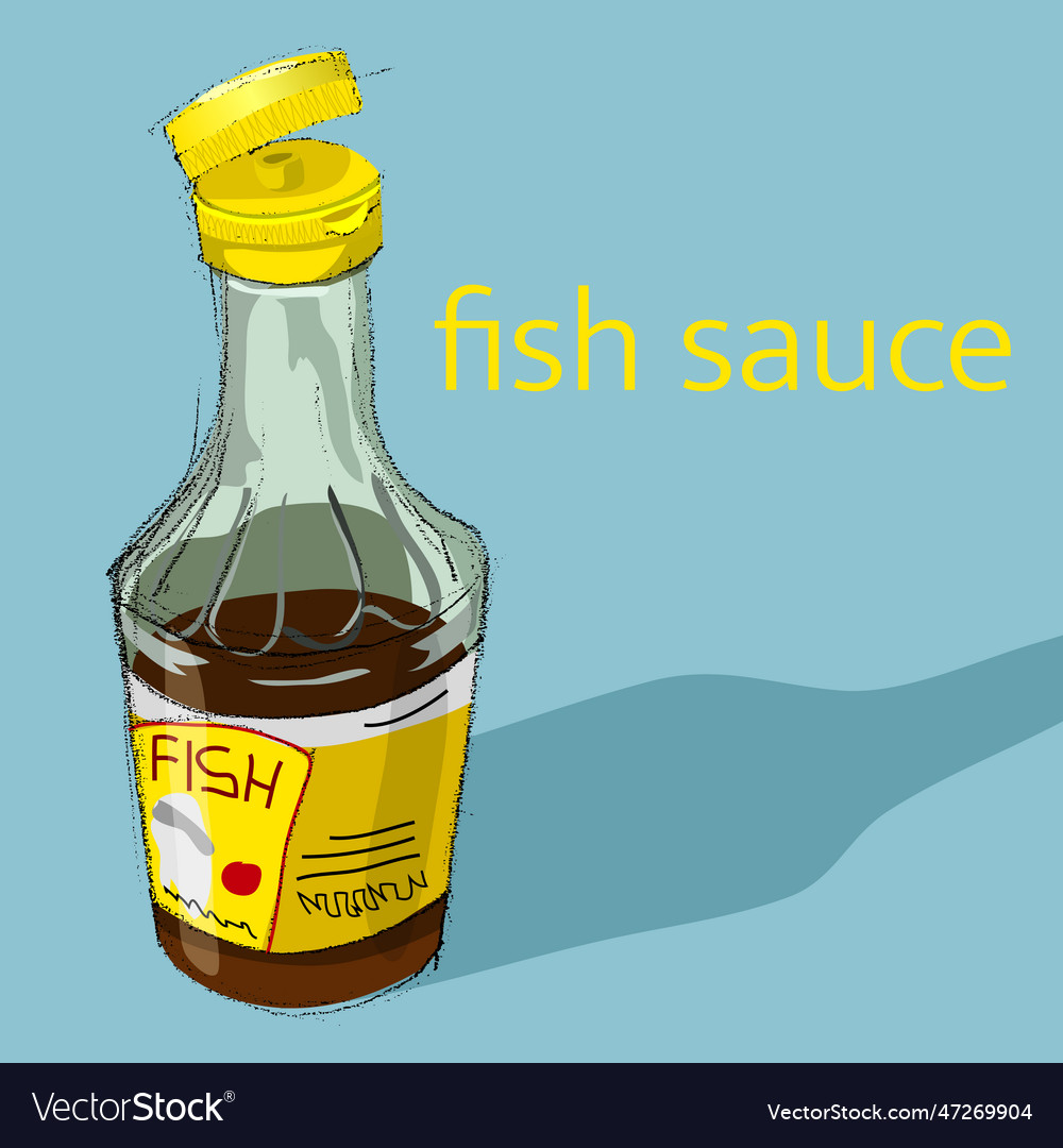 Fish sauce drawing sketch pencil style Royalty Free Vector