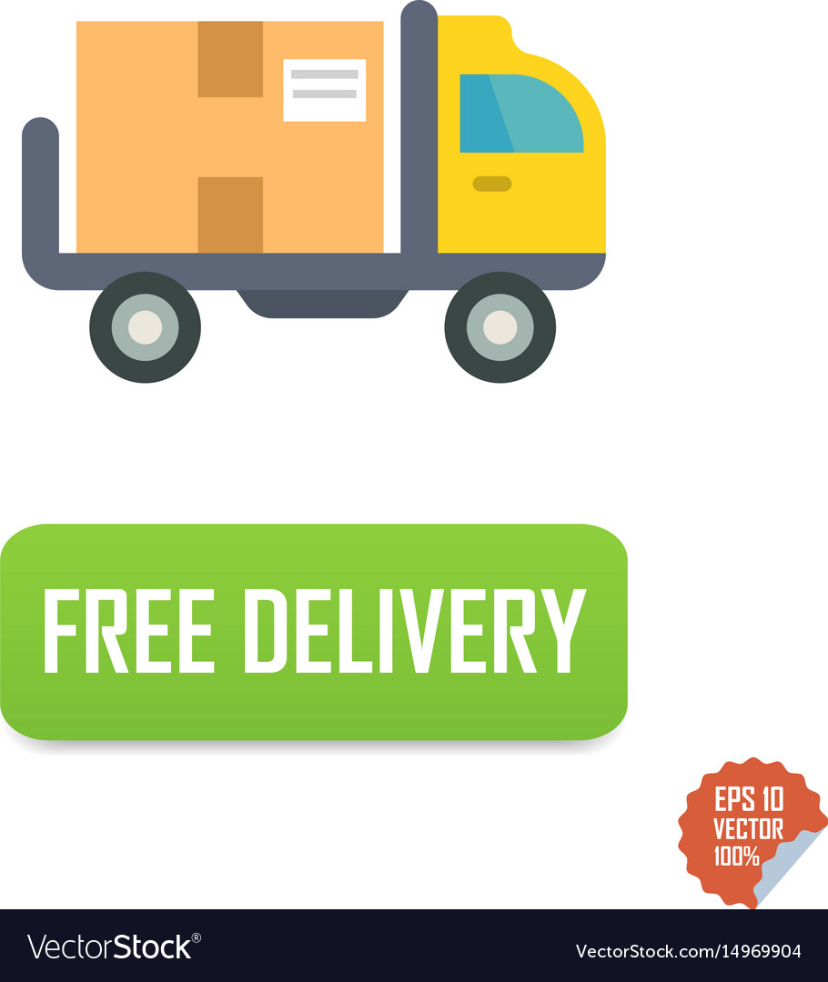 Free Delivery Button With Truck Free Delivery Vector Image