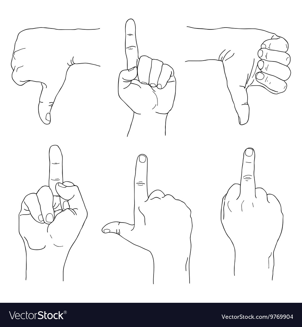 Hands set outline part 4 rude gestures you