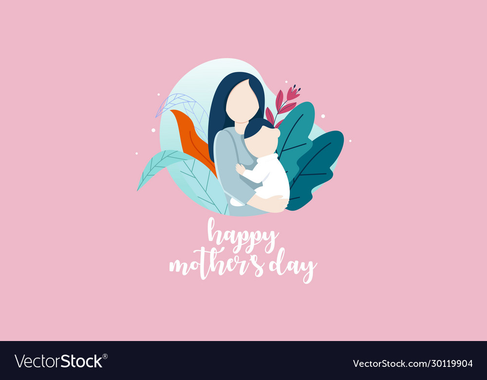 Glückliche Mutter Tag Charakter Mutter mit Kindern Vector Image Glückliche Mutter Tag Charakter Mutter mit Kindern