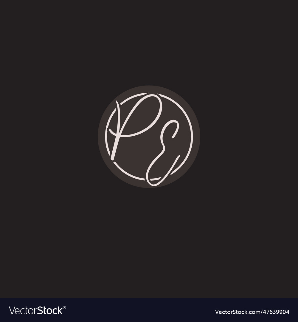Initials pe logo monogram with simple circle line Vector Image Initials pe logo monogram with simple circle line