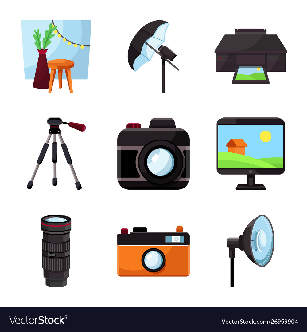 Isolated object studio and photo logo set