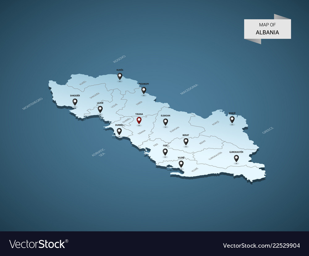 Isometric 3d albania map concept Royalty Free Vector Image