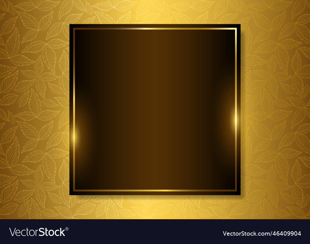 Luxurious golden leaves pattern with square frame