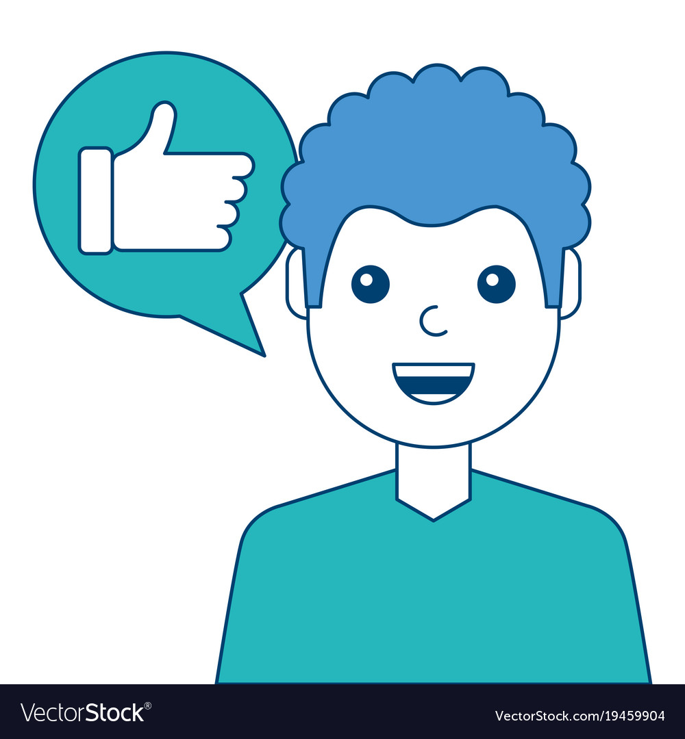 Man with hand like in speech bubble