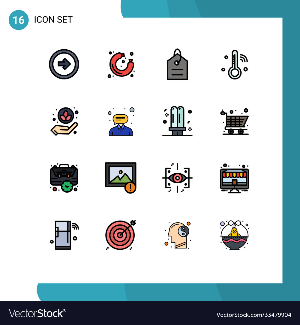 Mobile interface flat color filled line set 16