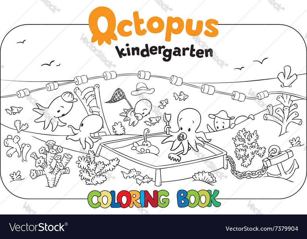 Octopus Kindergarten Coloring Book Royalty Free Vector Image Octopus Kindergarten Coloring Book Royalty Free Vector Image