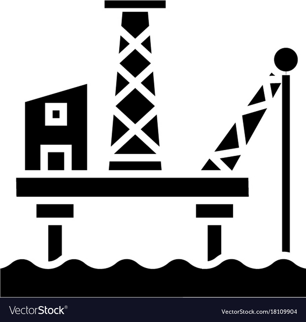 Oil platform icon black sign Royalty Free Vector Image