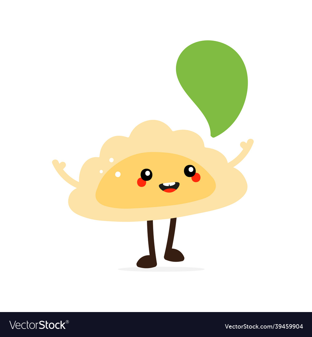 Pierogi dumpling character with speech bubble vector image Pierogi dumpling character with speech bubble
