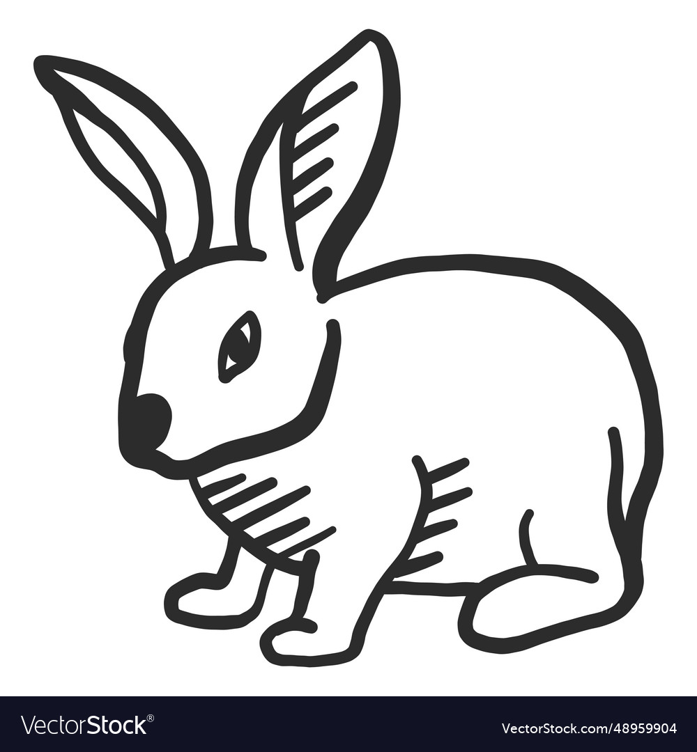 Rabbit bunny muzzle ear doodle Royalty Free Vector Image