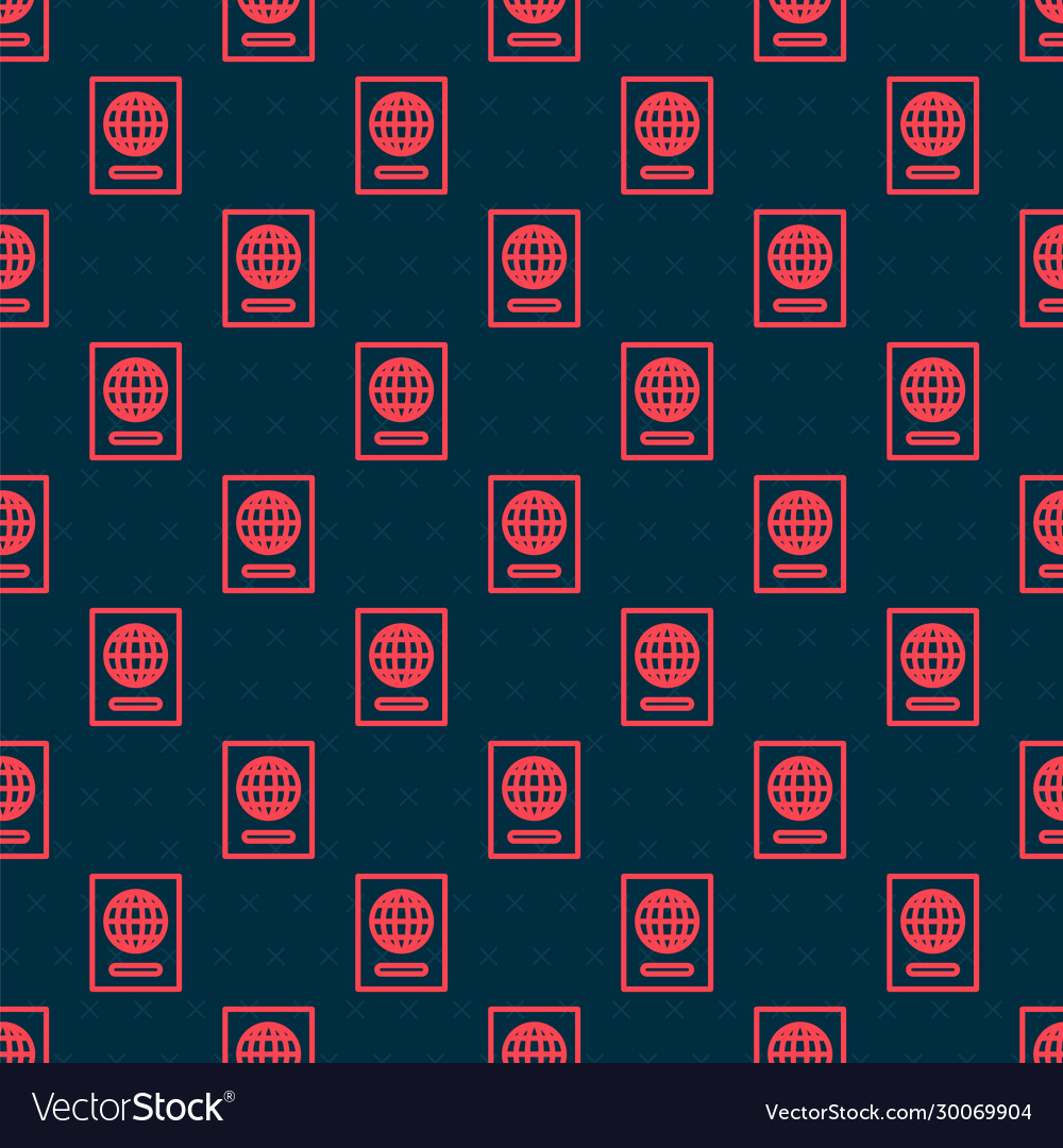 Red line passport with biometric data icon vector image Red line passport with biometric data icon