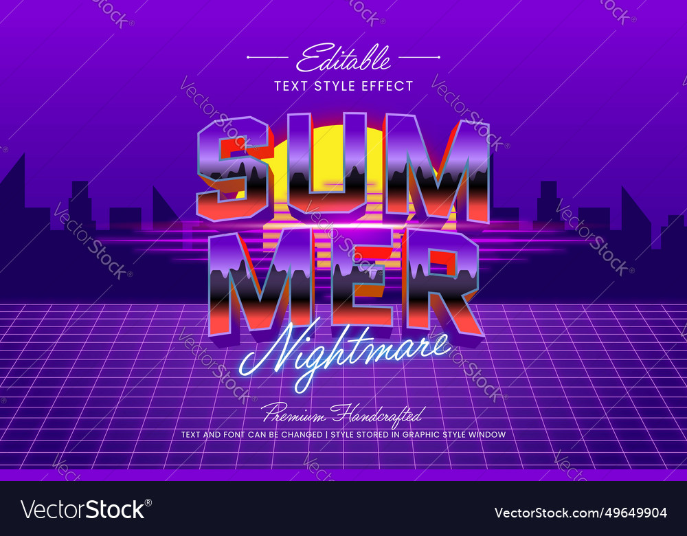 Retro disco graphic style editable 3d text effect vector image Retro disco graphic style editable 3d text effect