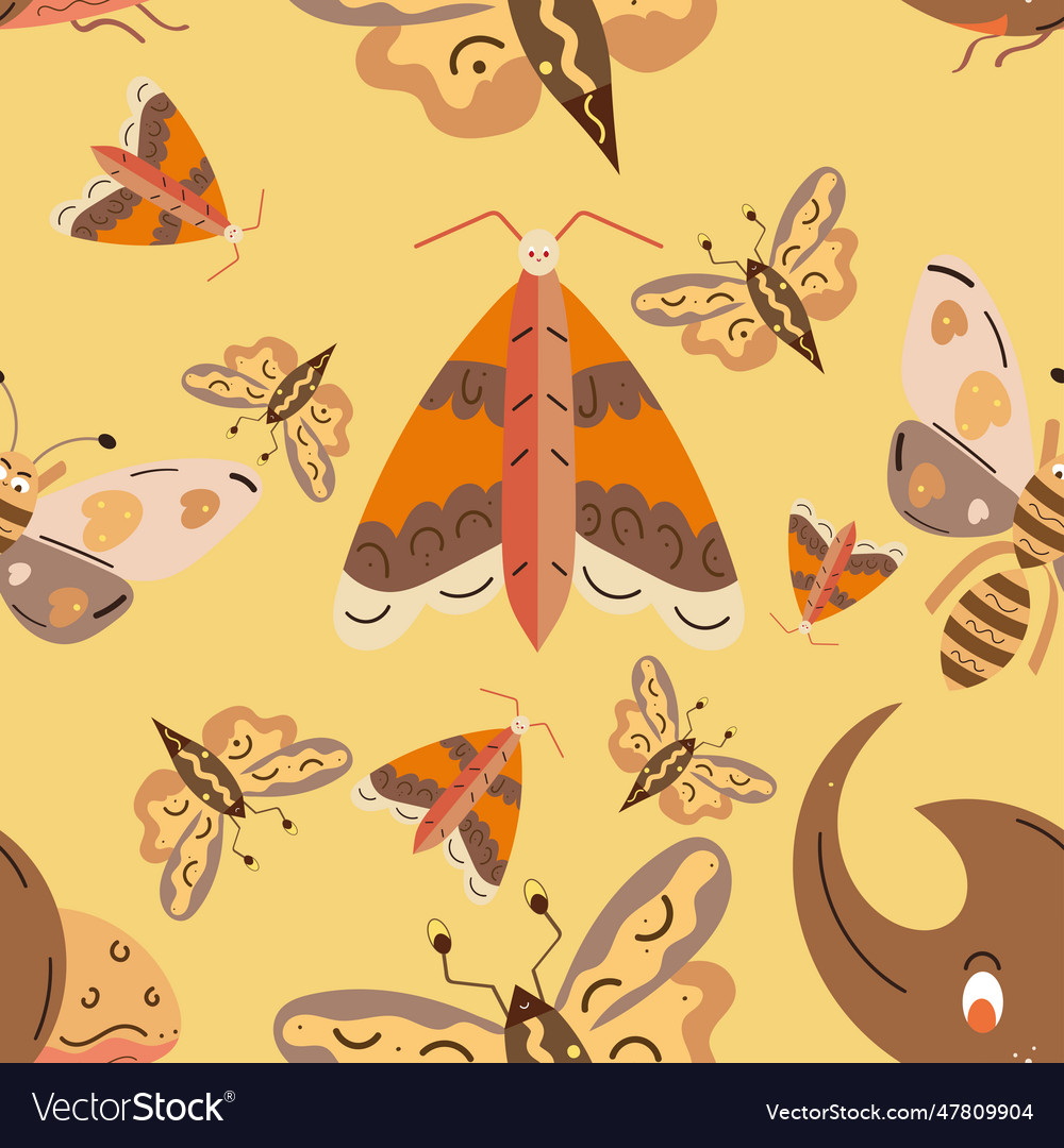Seamless pattern background with insect sketch