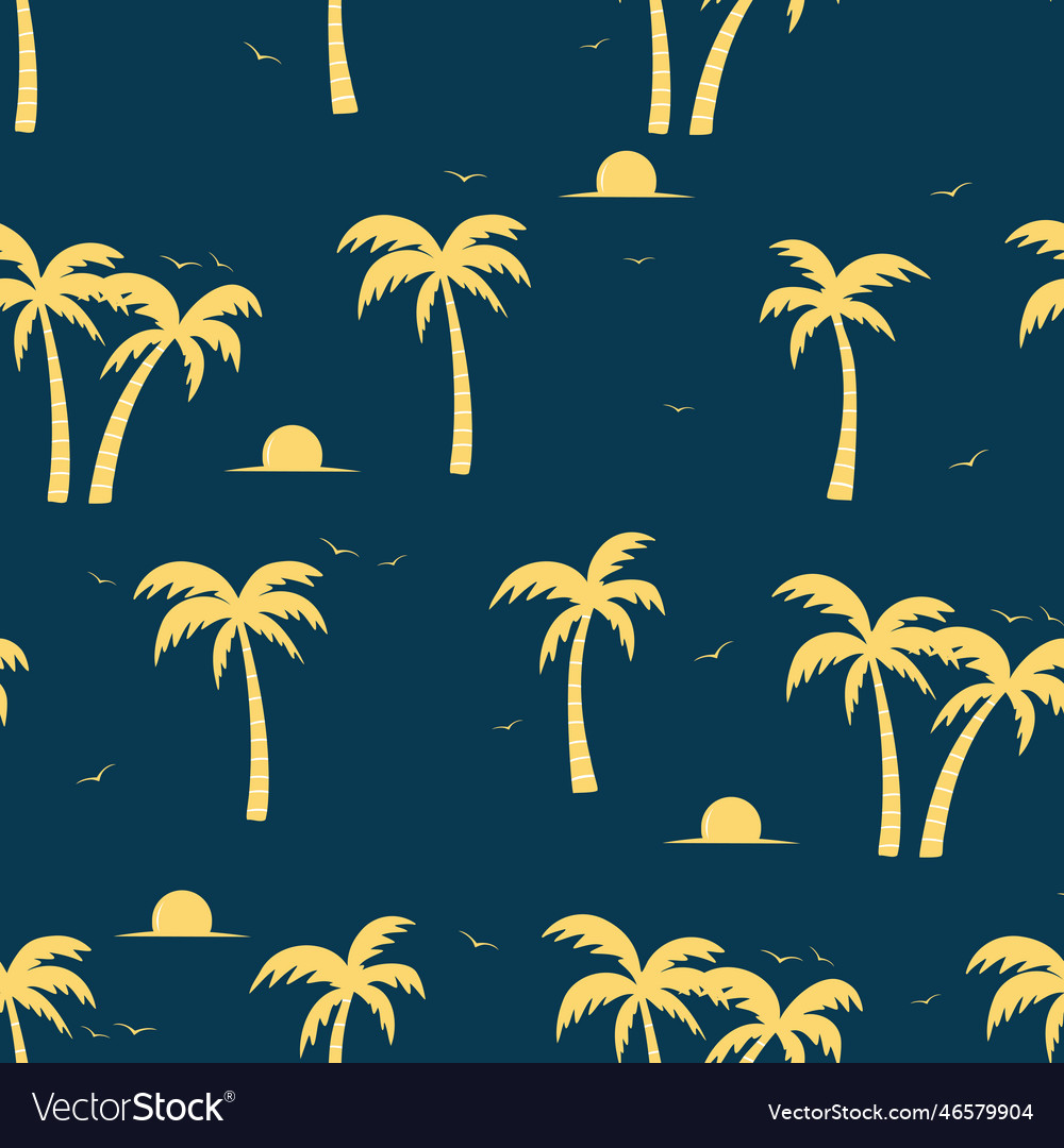 Seamless pattern in the summer mood with palm Vector Image Seamless pattern in the summer mood with palm