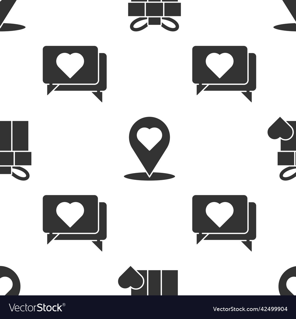 Set gift box and heart map pointer vector image Set gift box and heart map pointer
