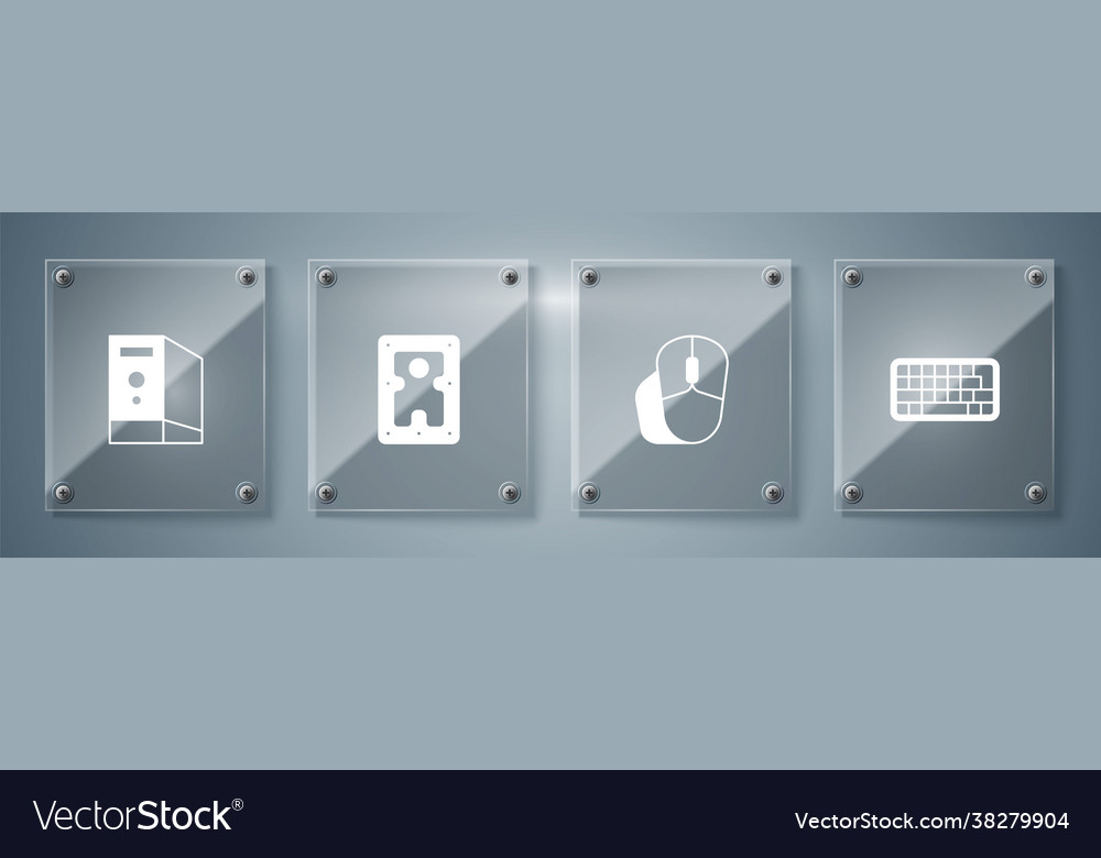 Set keyboard computer mouse hard disk drive hdd vector image Set keyboard computer mouse hard disk drive hdd