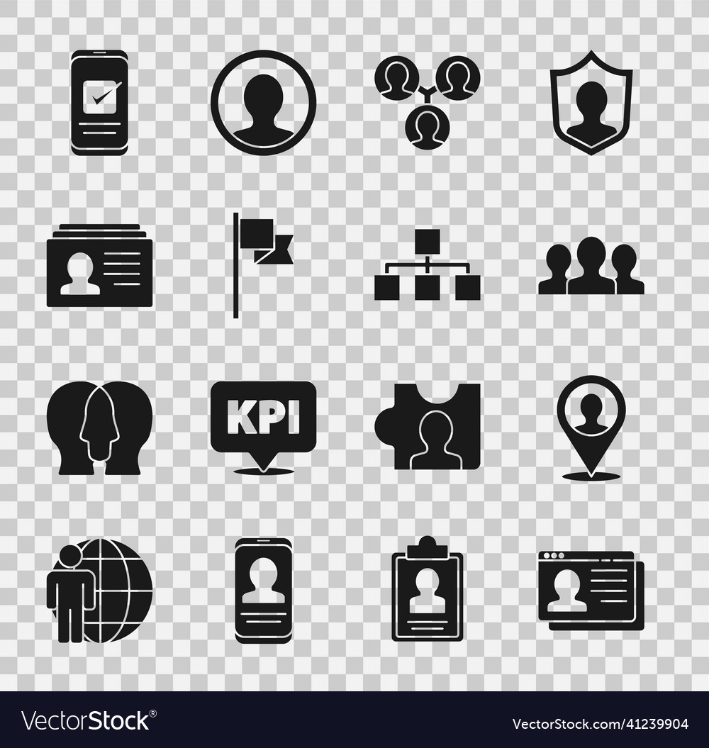 Set resume location with person users group vector image Set resume location with person users group