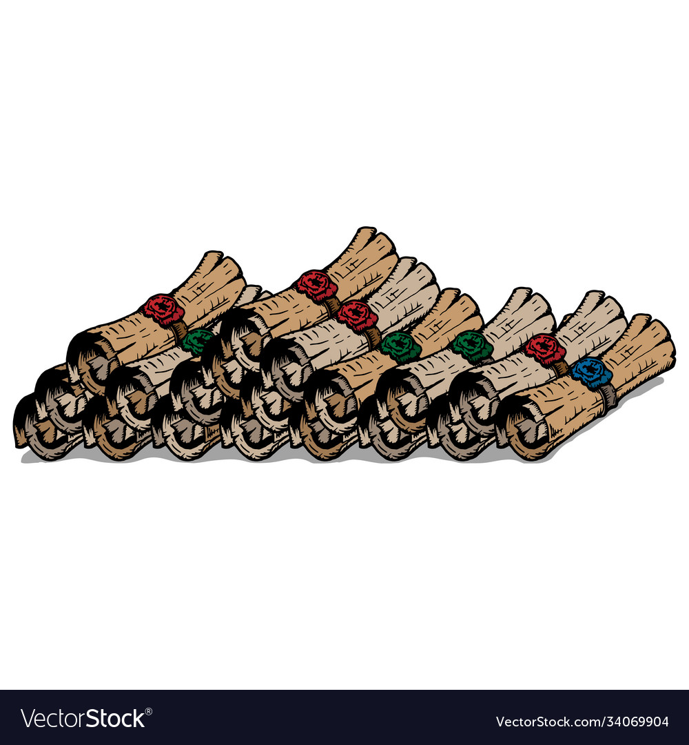 Set scrolls old scroll twisted into a roll vector image Set scrolls old scroll twisted into a roll