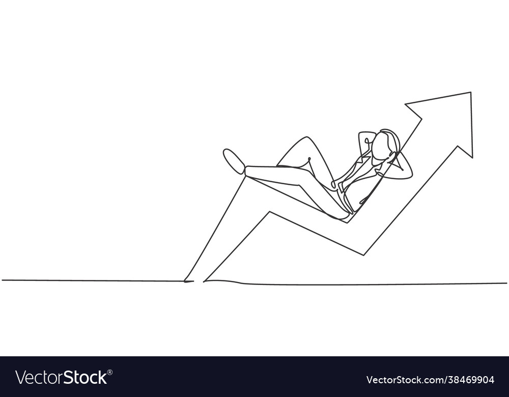 Single one line drawing young smart investor