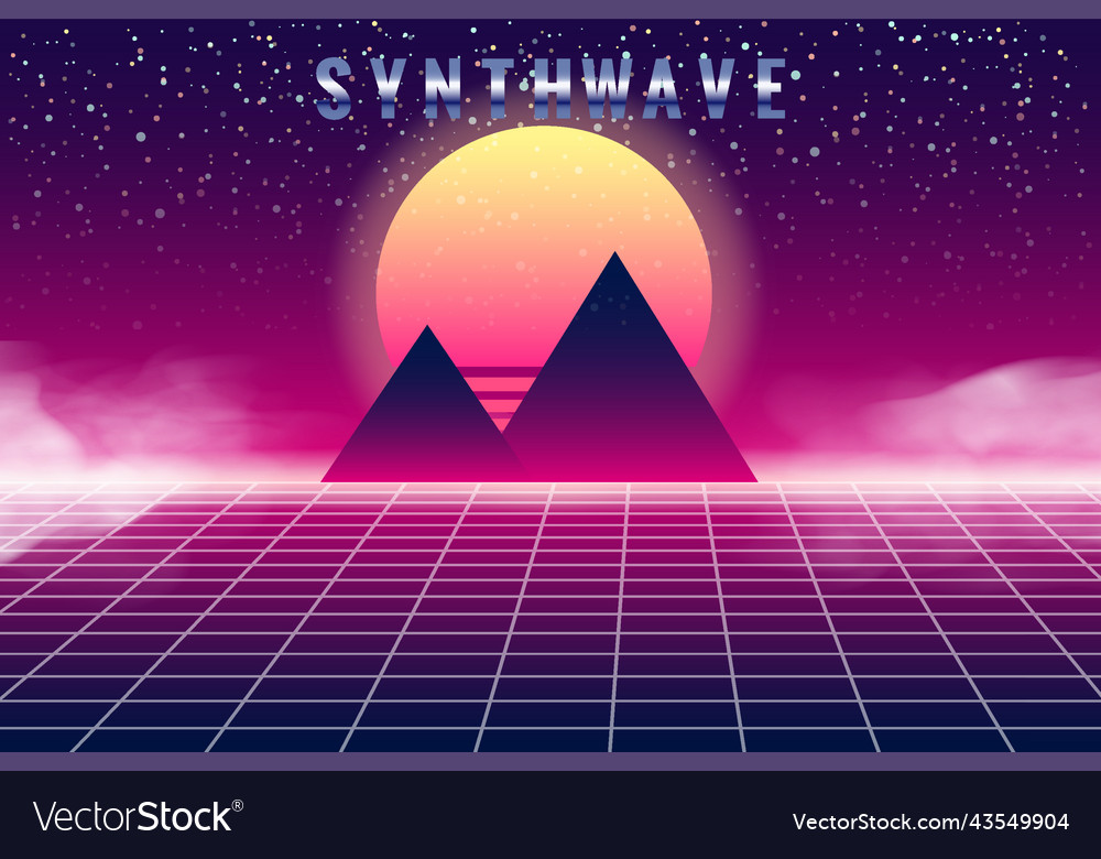 Synthwave retro banner vaporwave aesthetic