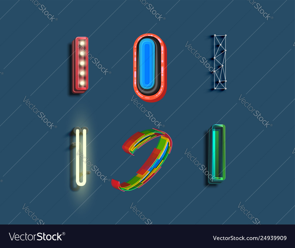 A character set 6 different styled font vector image A character set 6 different styled font