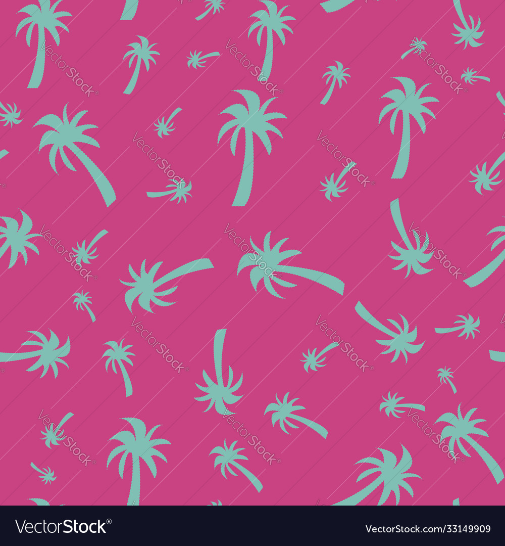 Colorful palm tree repeat pattern print on pink vector image Colorful palm tree repeat pattern print on pink