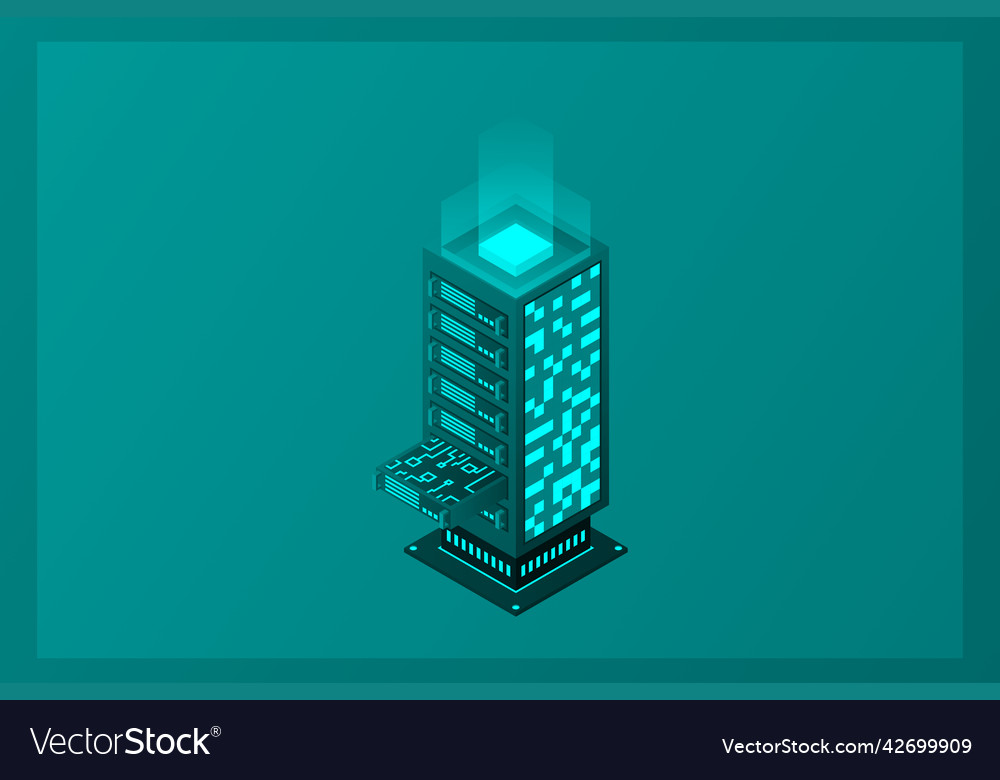 Datacenter isometric abstract 3d hosting server vector image Datacenter isometric abstract 3d hosting server