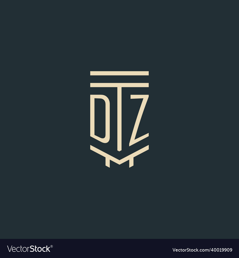 Dz initial monogram with simple line art pillar Vector Image Dz initial monogram with simple line art pillar