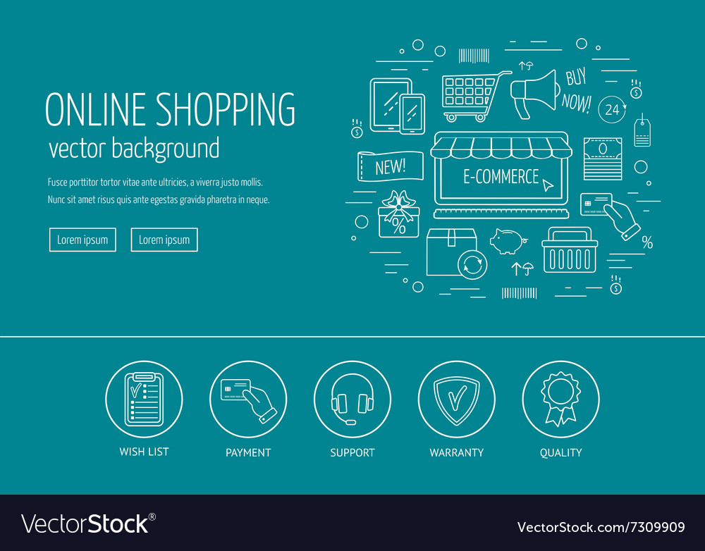E-commerce web design concept line icons