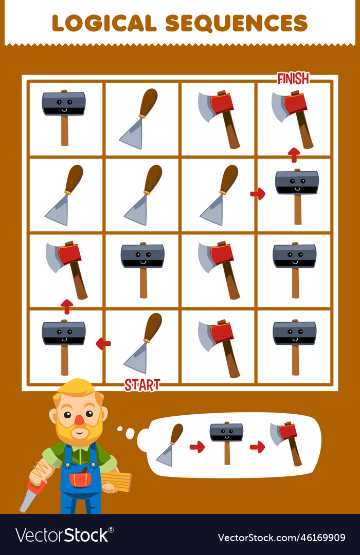 Education game for children logical sequence help vector image Education game for children logical sequence help