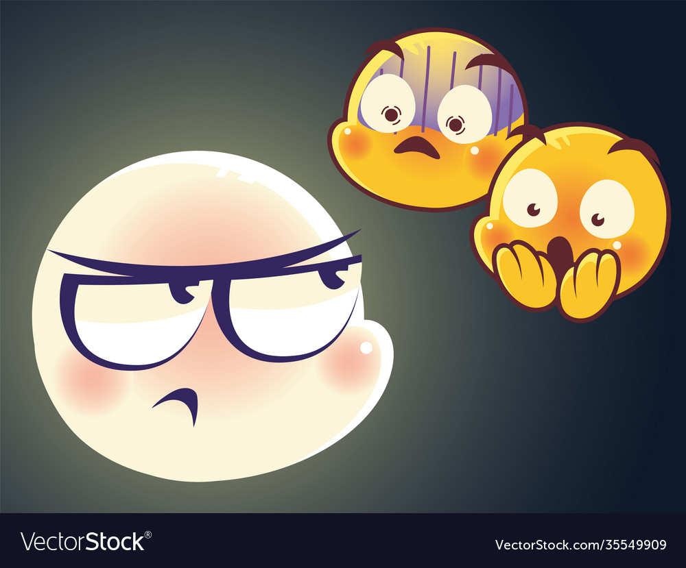 Emoji faces expression sad mood surprise scared Vector Image