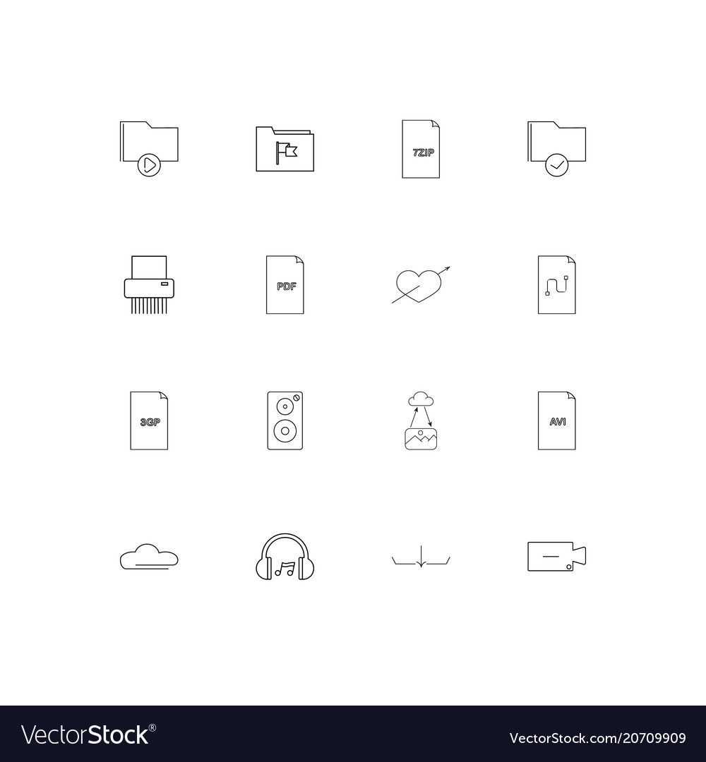 Files and folders sign simple linear icons set