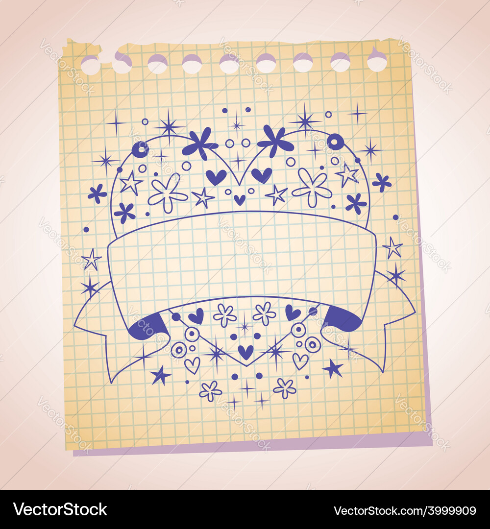 Heart Frame Blank Banner Note Paper Cartoon Sketch